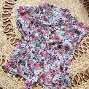 Liverpool Pink and Gray Abstract Print Blouse